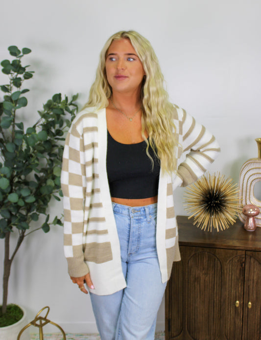 White and Tan Cardigan RTS